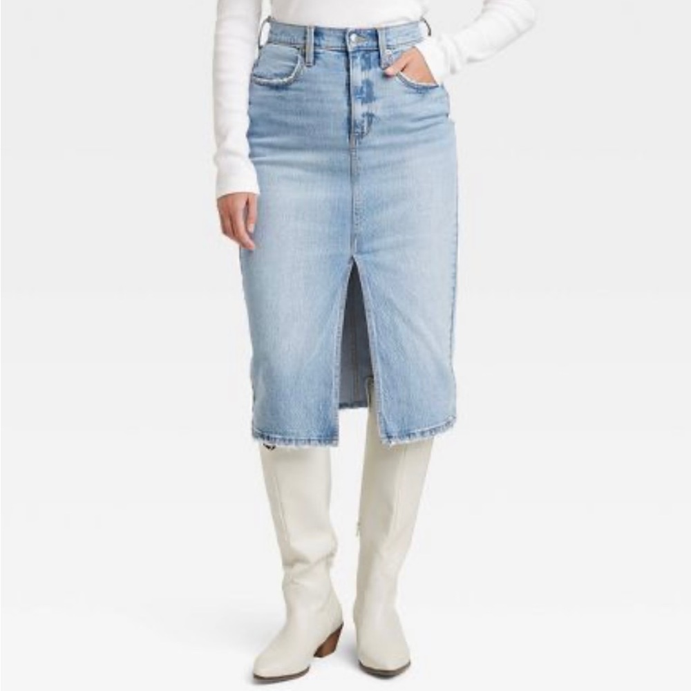 NWT Women's High-Rise Denim Midi Skirt - Universal Thread™